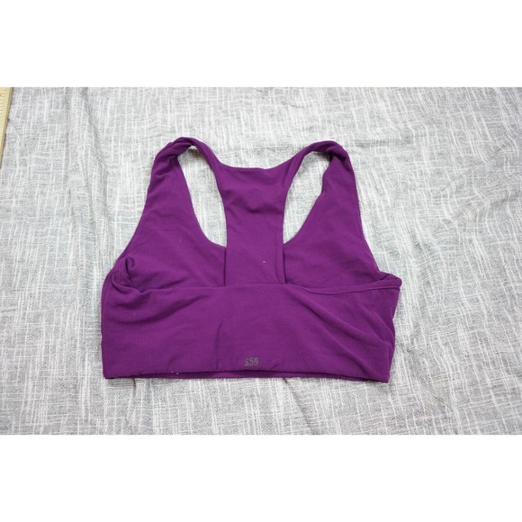 Split 59 bra women medium purple full coverage racerback yoga running no padding - Picture 3 of 5